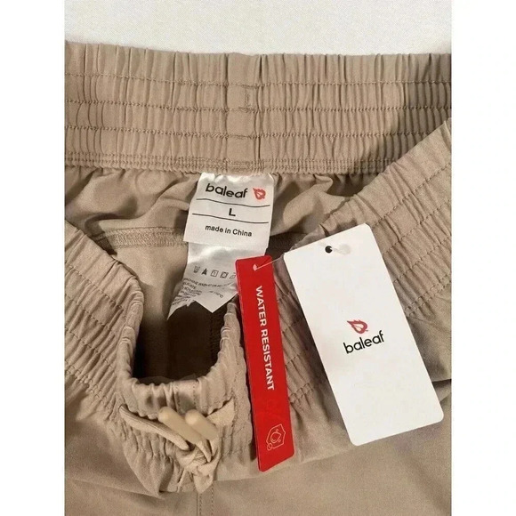 Baleaf Womens Beige Stretch Exercise Sport 5" Inseam Drawstring Shorts Size L - Picture 2 of 8